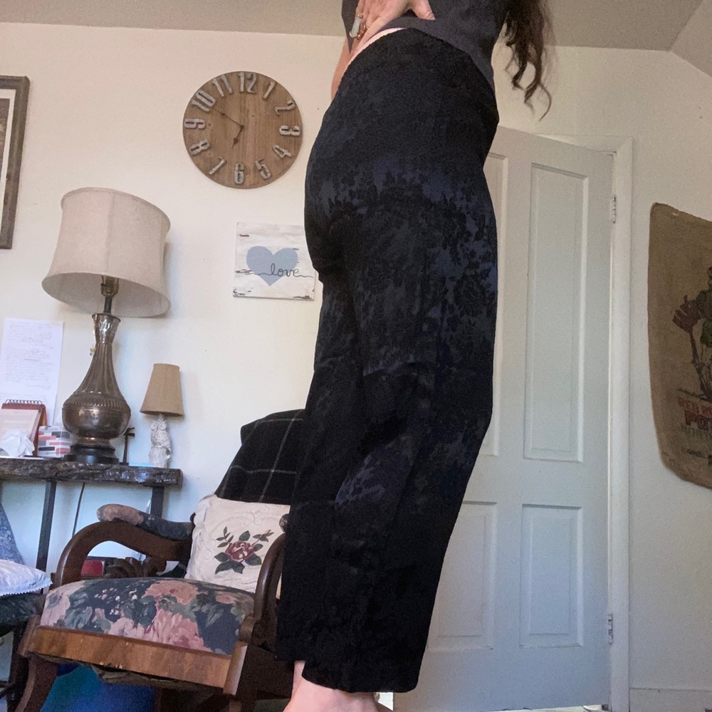 Vintage jacquard floral black pants - Picture 4 of 5